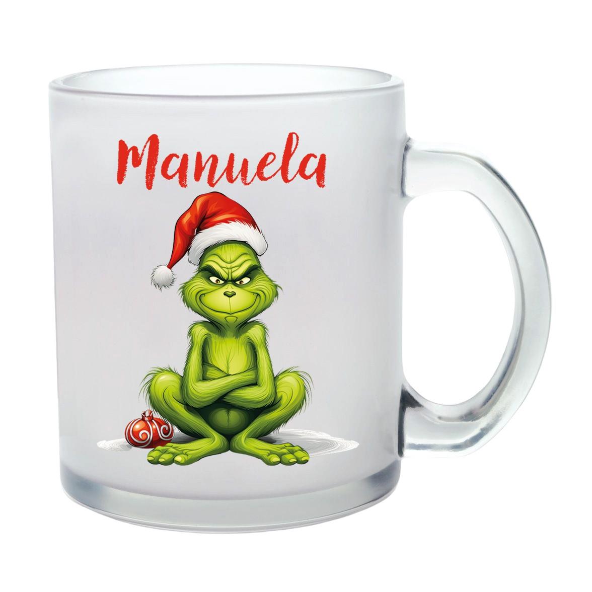 Milchglastasse Wunschname Weihnachten Grinch 4 Glas Kinderbecher SONDEREDITION