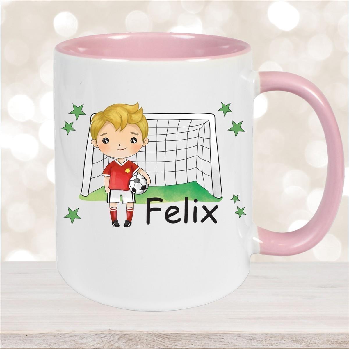 Tasse Fußball 1 Wunschname Keramik Kinderbecher personalisiert versch. Farben