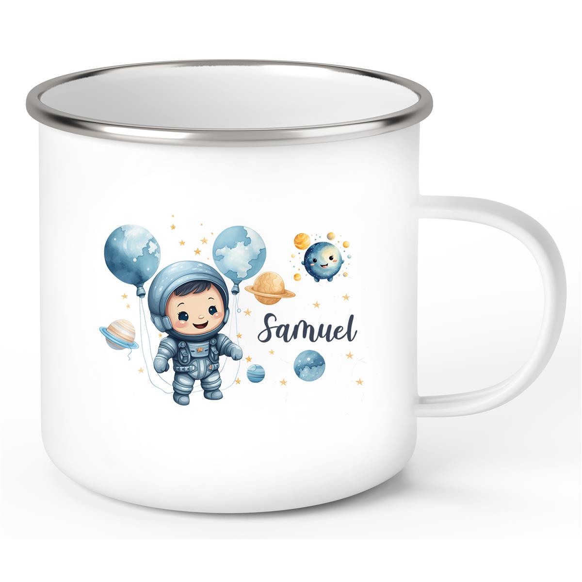Tasse Kinder Astronaut 1 Wunschname Emaille Kinderbecher personalisiert
