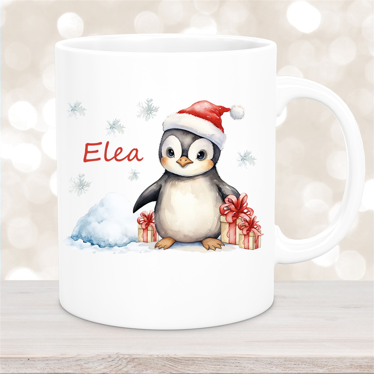 Tasse Wunschname Weihnachten Pinguin #1 Keramik Kinderbecher versch. Farben