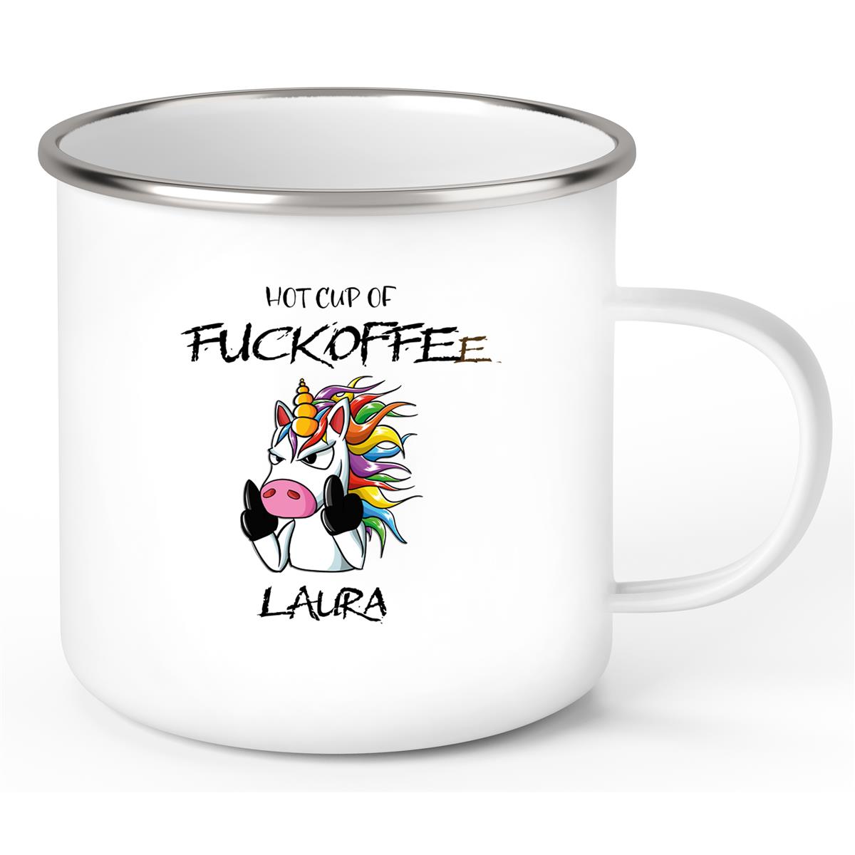 Tasse Einhorn 9 Wunschname Emaille Kinderbecher personalisiert