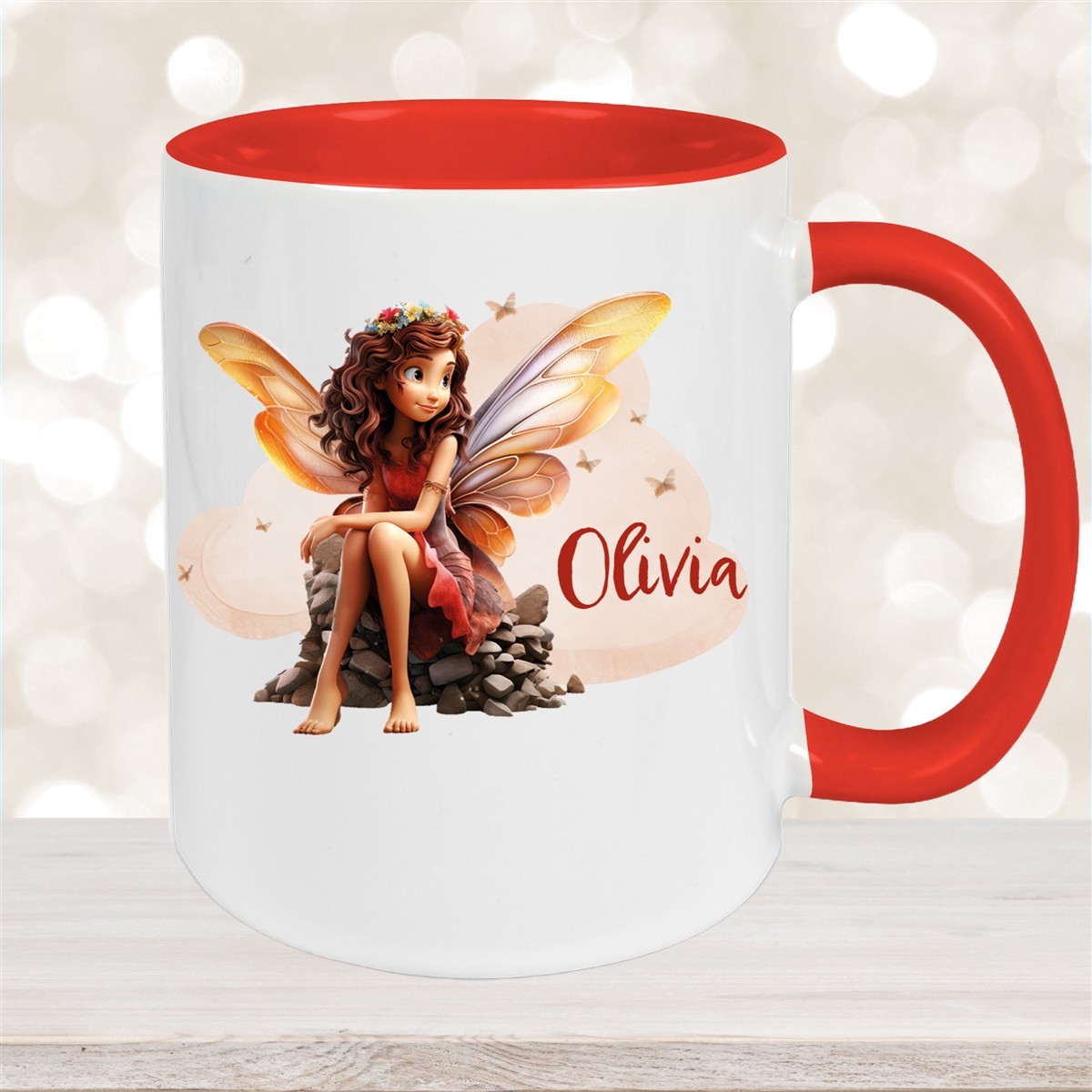 Tasse Fee #2 Wunschname Keramik Kinderbecher personalisiert Rot