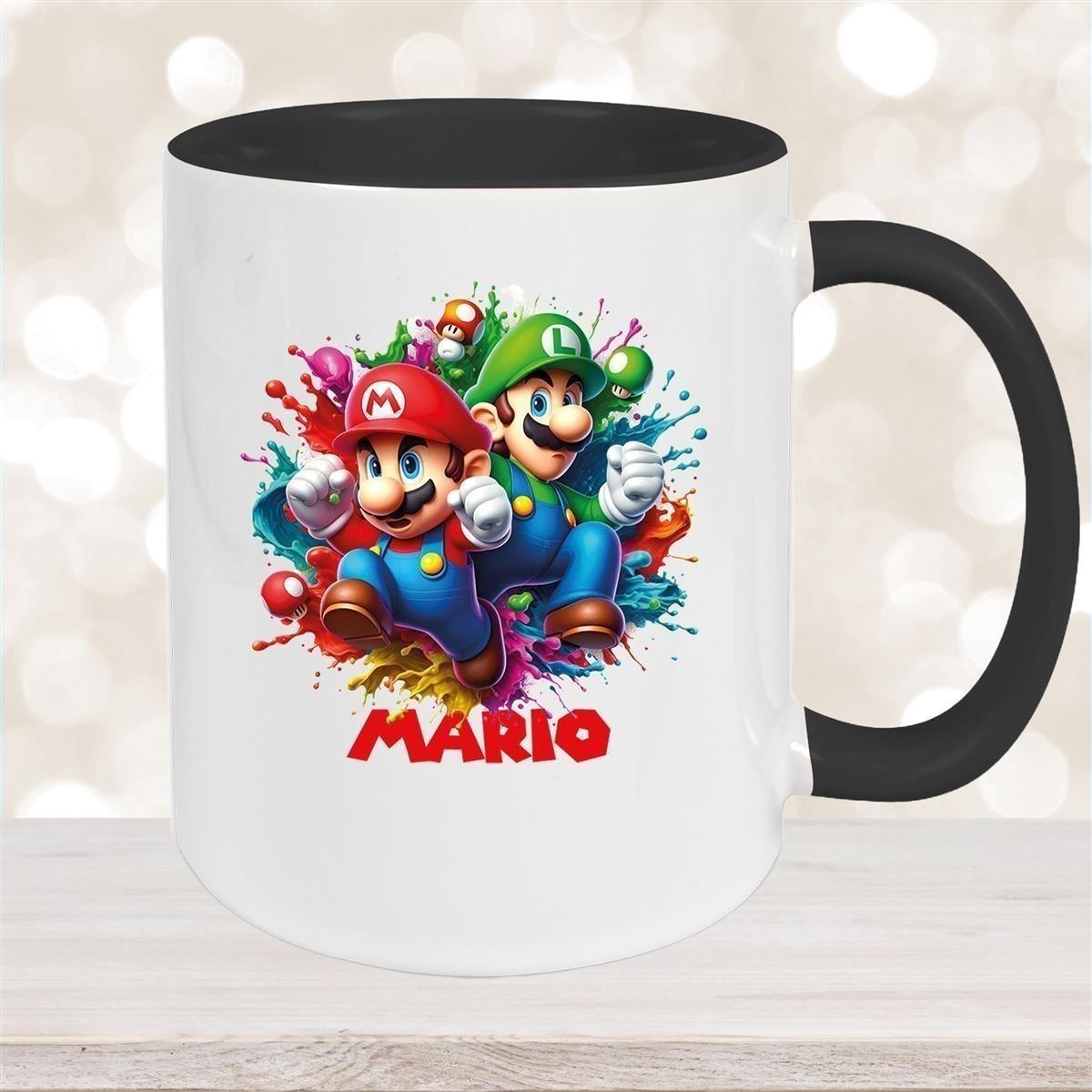 Tasse Wunschname Super-Mario 3 Keramik Kinderbecher personalisiert versch. Farben