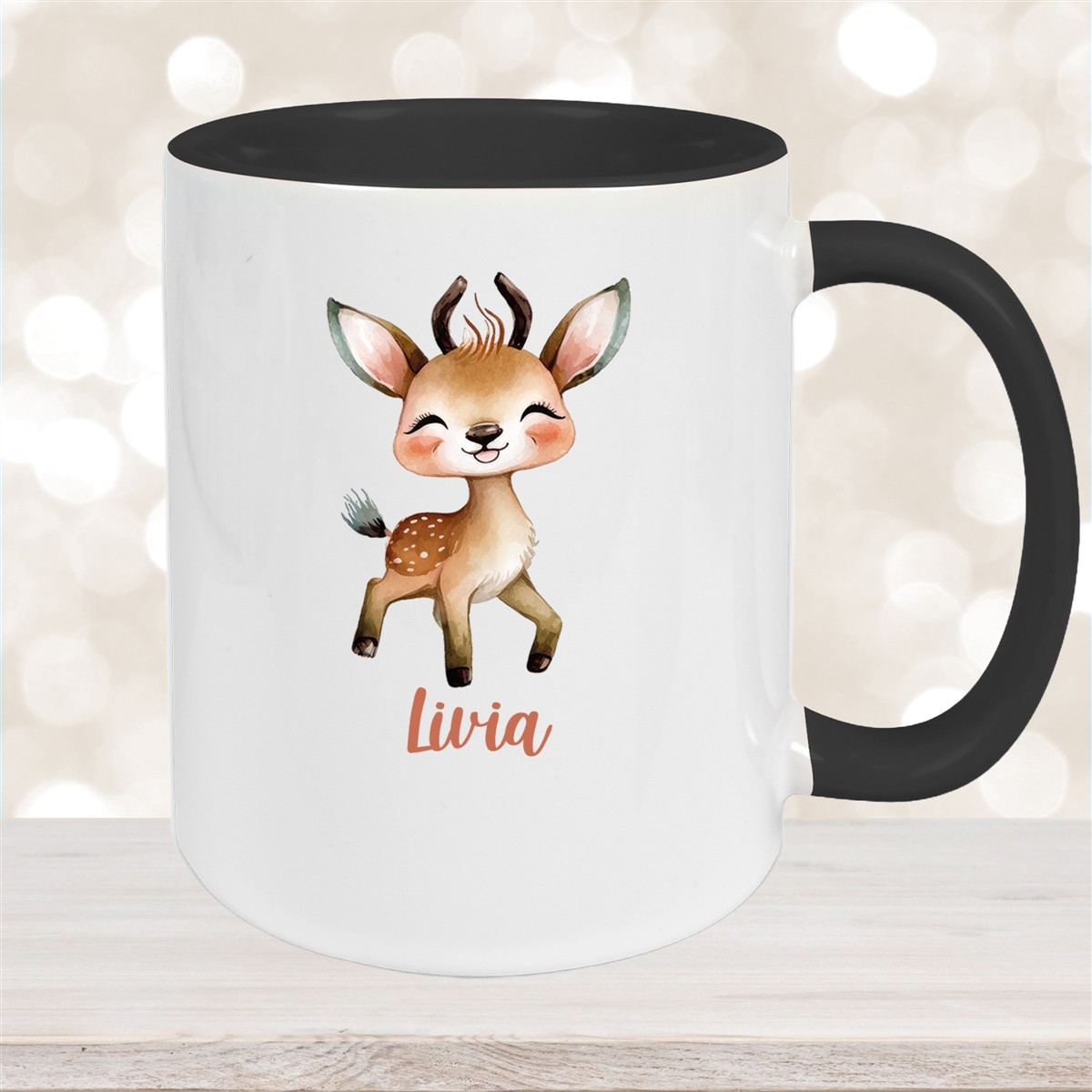 Tasse Wunschname Reh #1 Keramik Kinderbecher versch. Farben