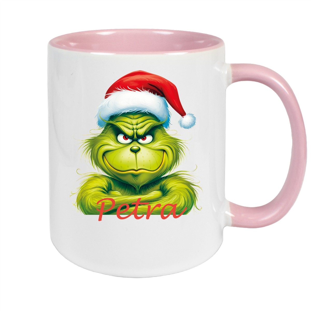Tasse Wunschname Weihnachten Grinch #2 Keramik Kinderbecher Altrosa