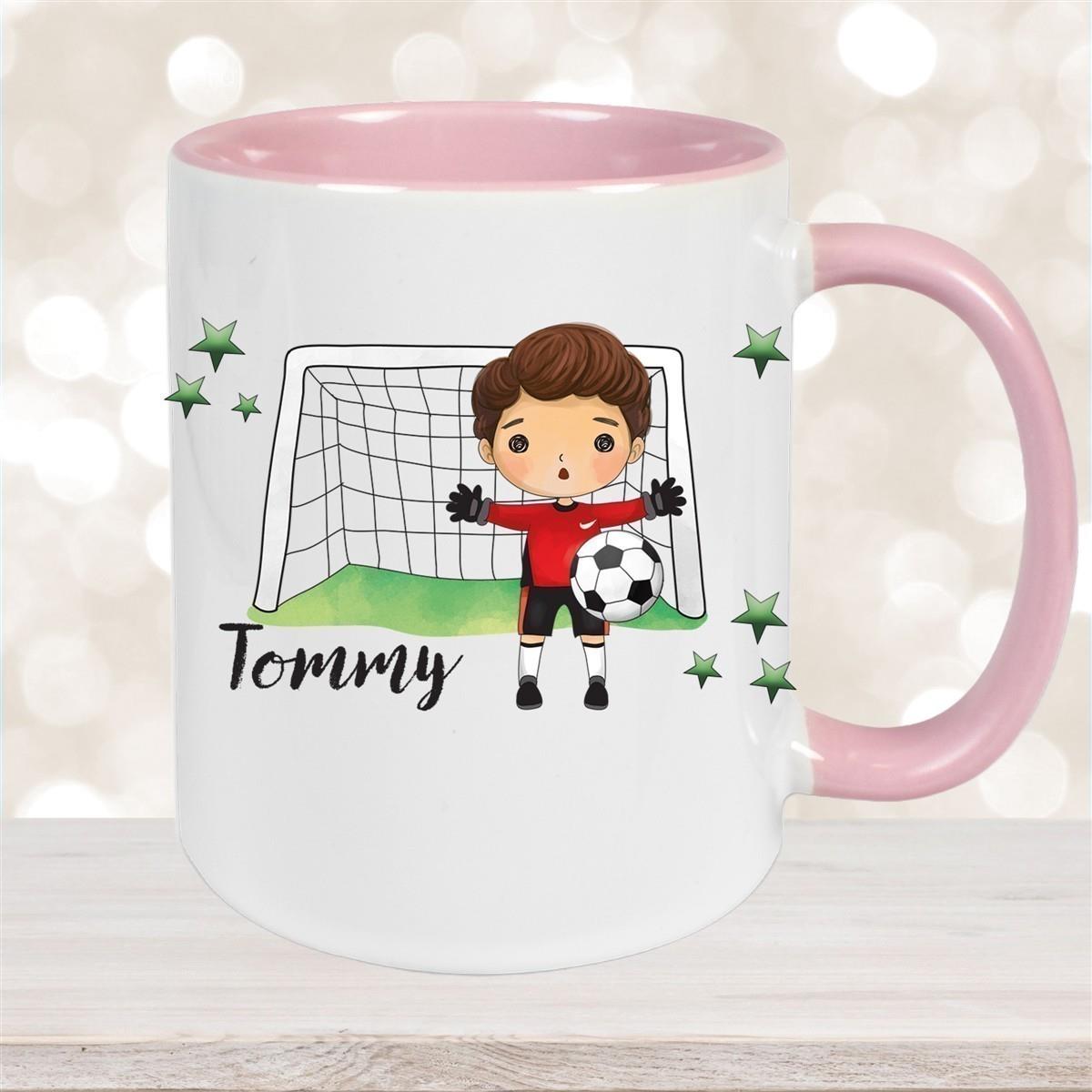 Tasse Fußball 3 Wunschname Keramik Kinderbecher personalisiert versch. Farben