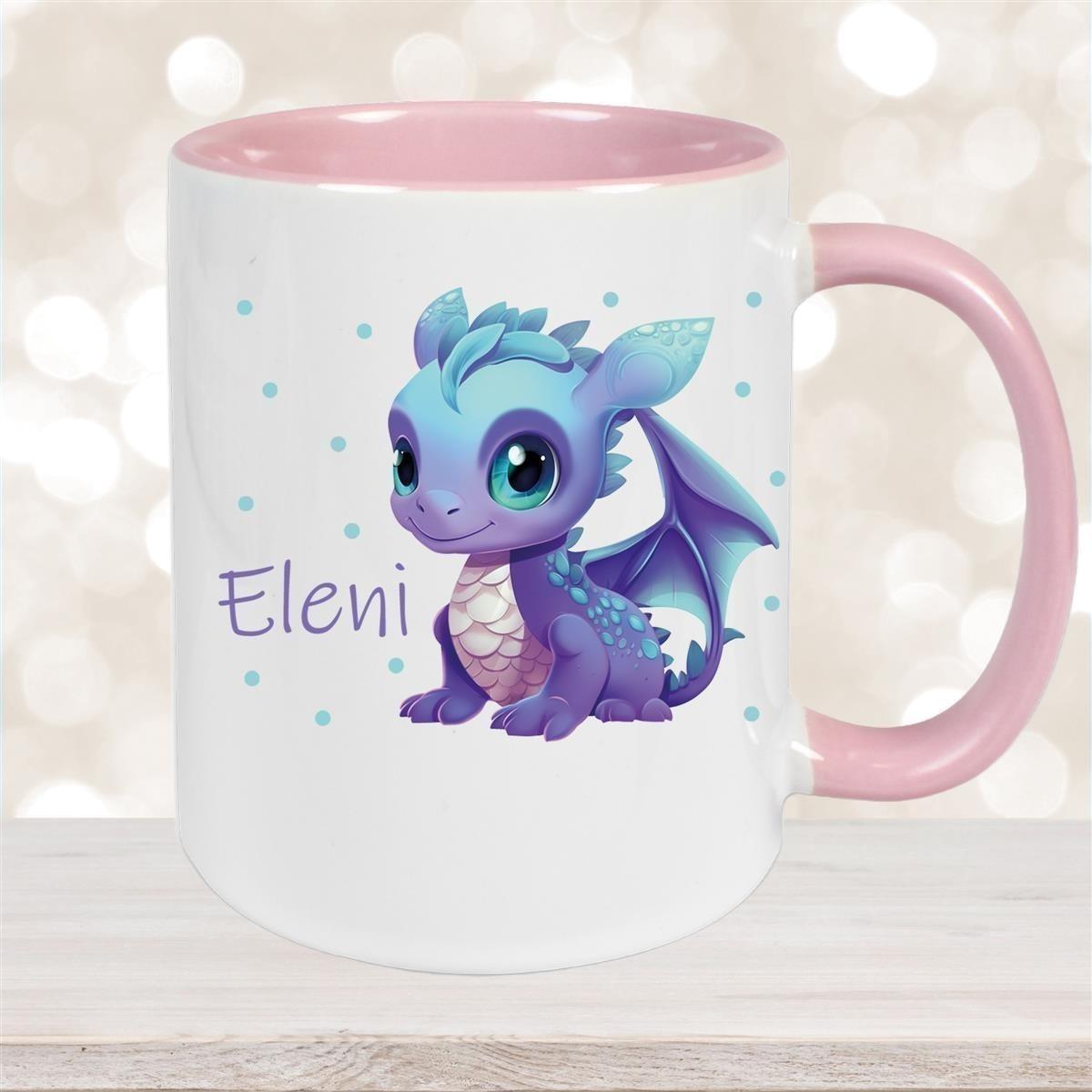 Tasse Wunschname Drache 1 Keramik Kinderbecher versch. Farben