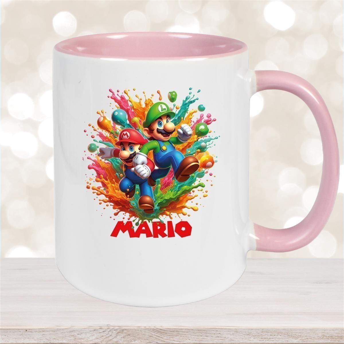 Tasse Wunschname Super-Mario 4 Keramik Kinderbecher personalisiert versch. Farben