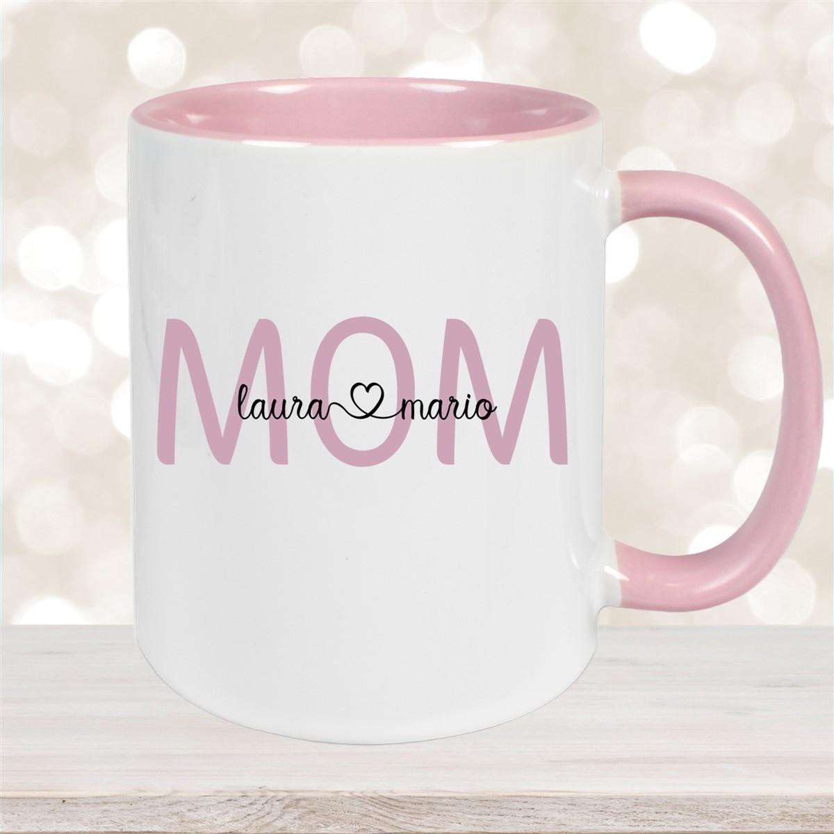 Tasse Muttertag 2 Wunschnamen Keramik Personalisiert versch. Farben