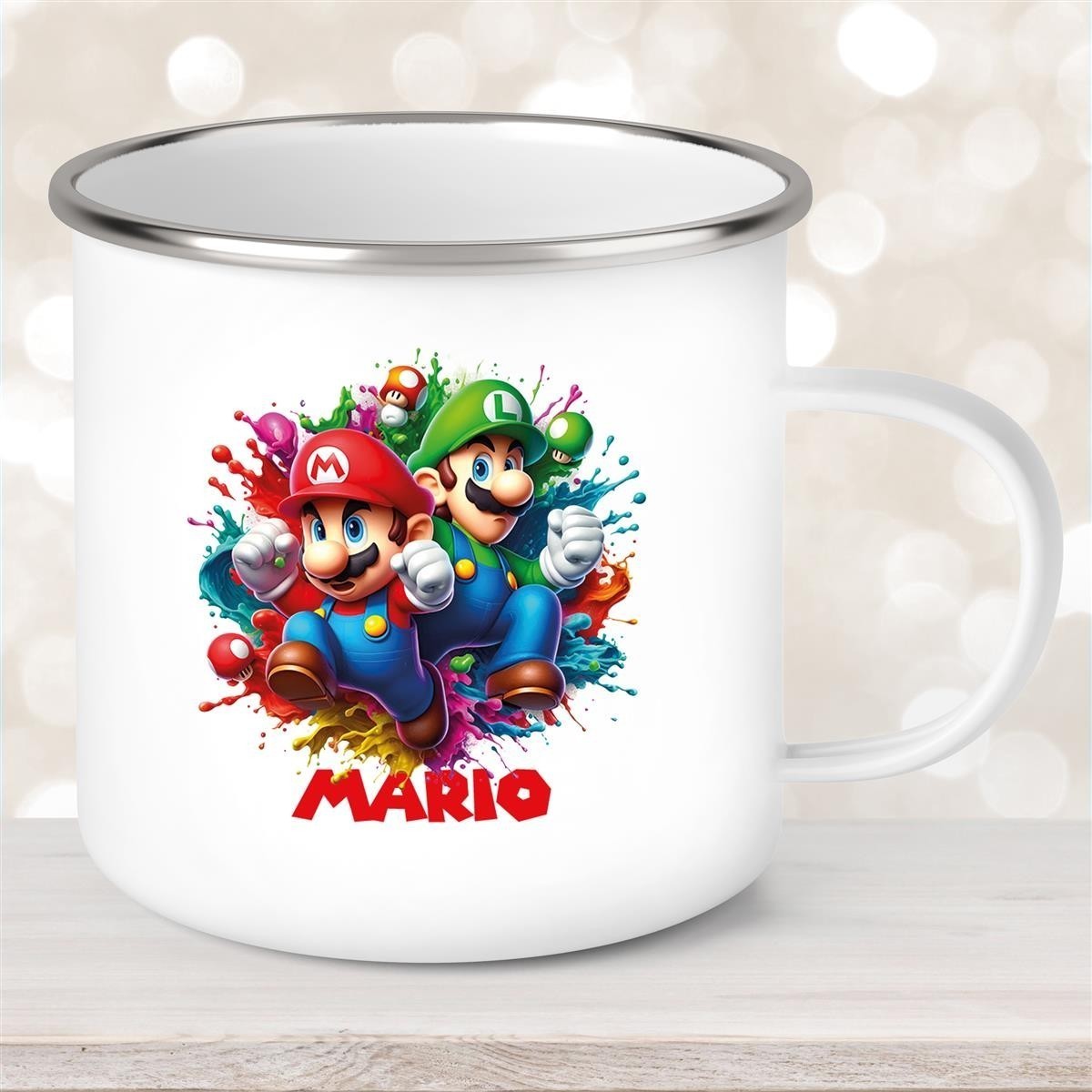 Tasse Wunschname Super-Mario #3 Emaille Kinderbecher personalisiert Tasse Wunschname Super-Mario #3 Emaille Kinderbecher personalisiert