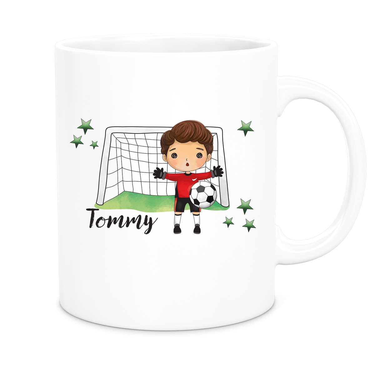 Tasse Fußball #3 Wunschname Keramik Kinderbecher personalisiert Weiß