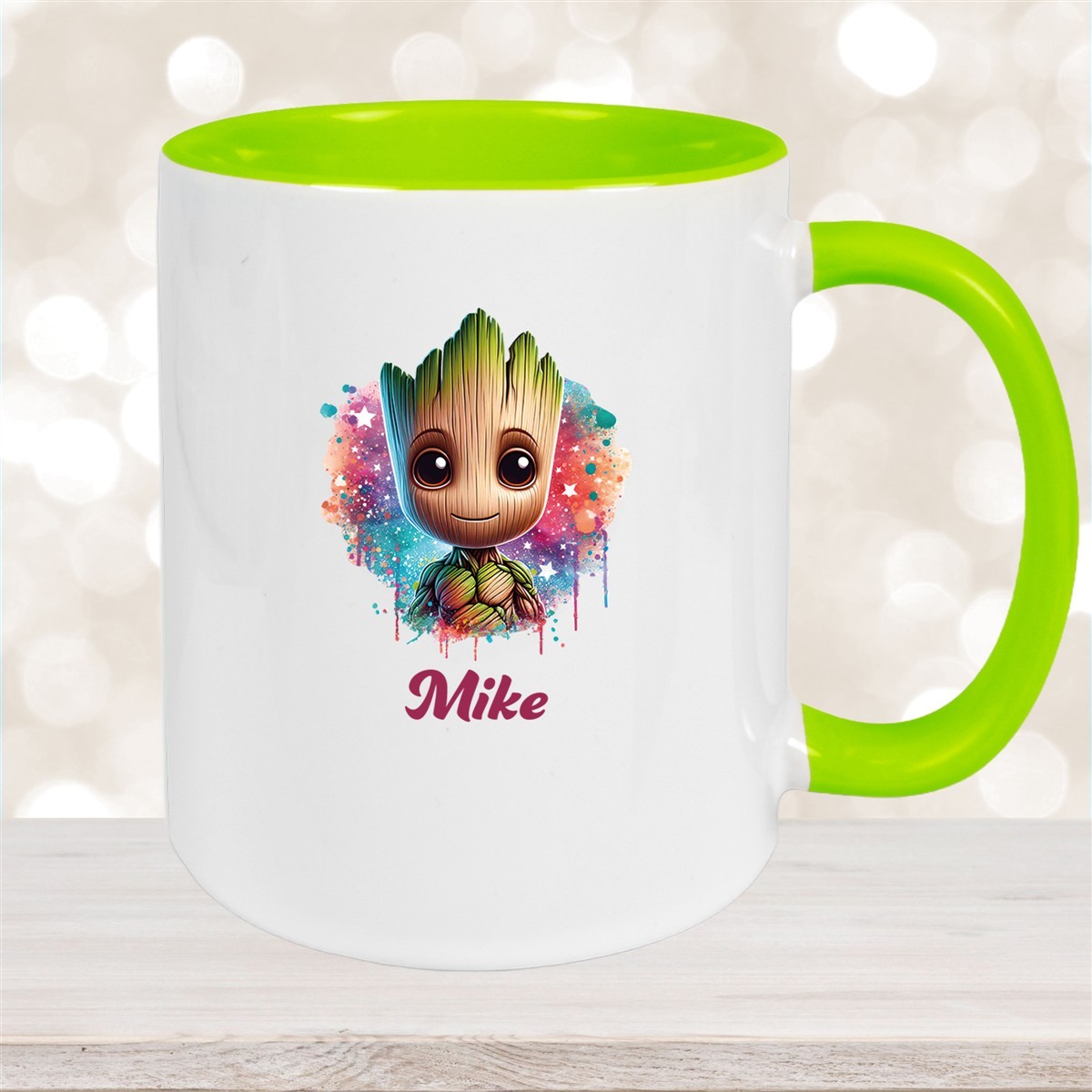 Tasse Baby-Groot #4 Wunschname Keramik Kinderbecher personalisiert Grün