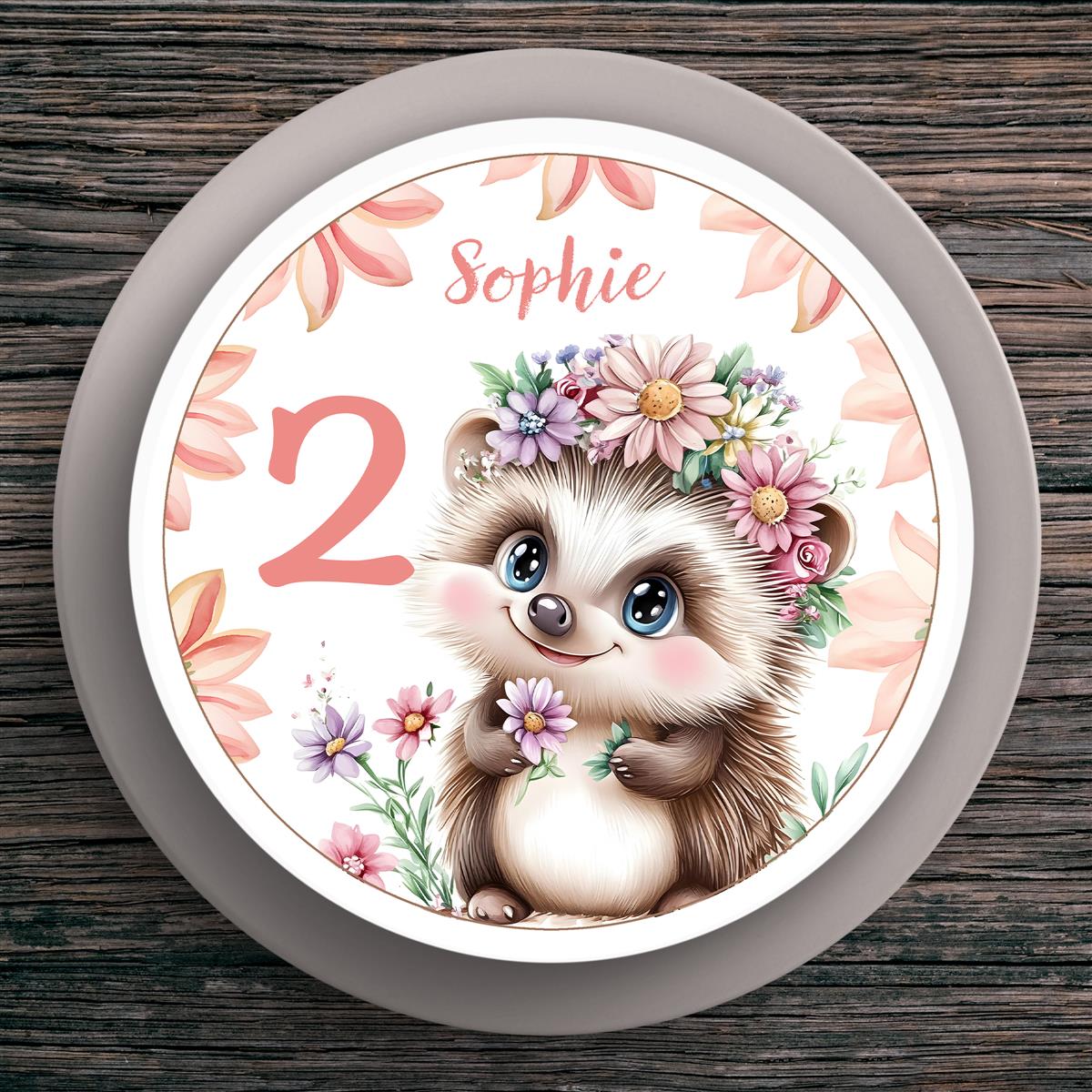 Tortenaufleger Geburtstag Igel #1 Name & Zahl (20cm) Fondant Papier