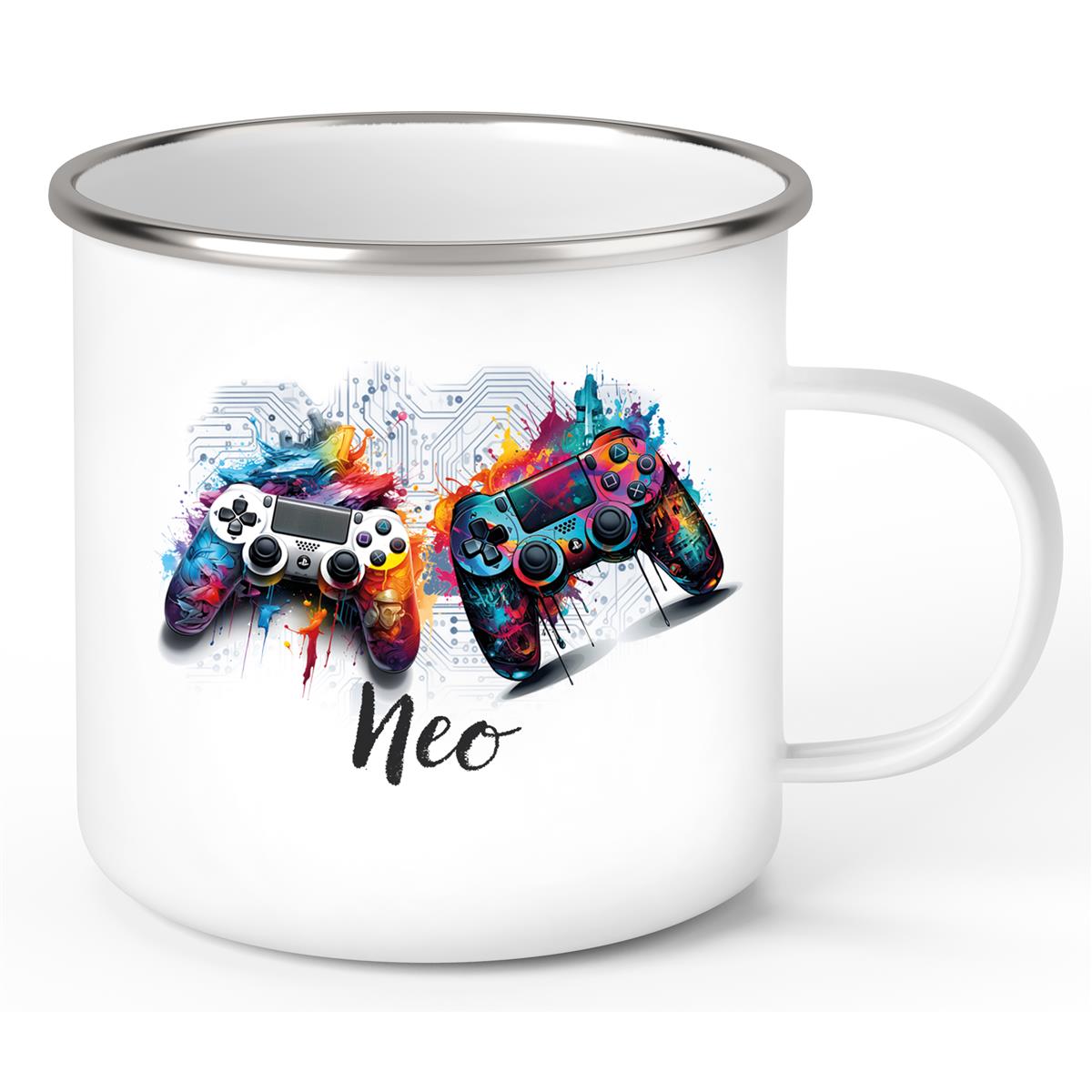 Tasse Gamer 1 Wunschname Emaille Kinderbecher personalisiert