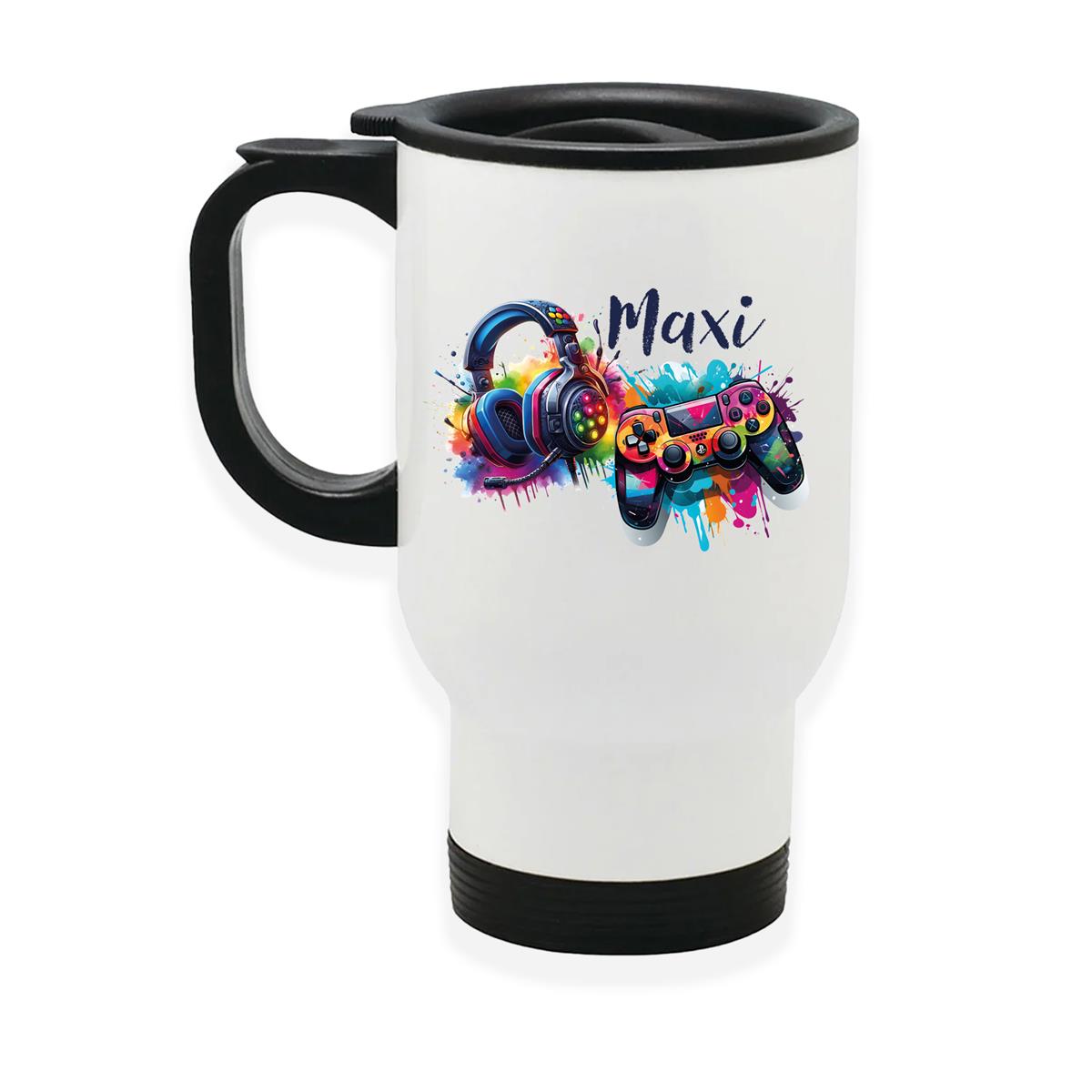 Edelstahl-Thermobecher mit Deckel Gamer 03 weiß