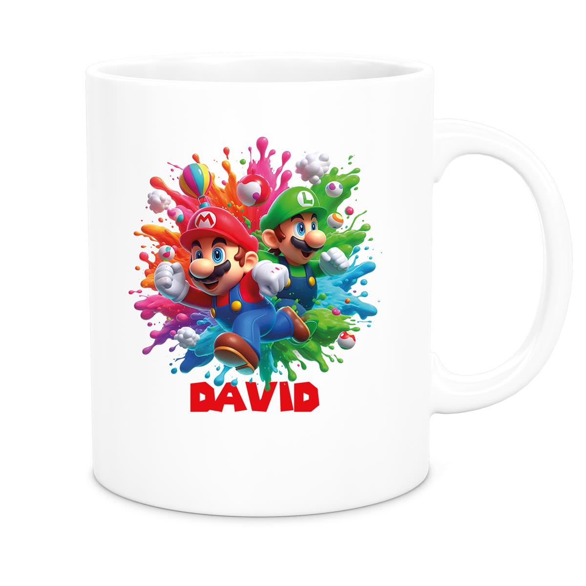 Tasse Wunschname Super-Mario 1 Keramik Kinderbecher personalisiert versch. Farben