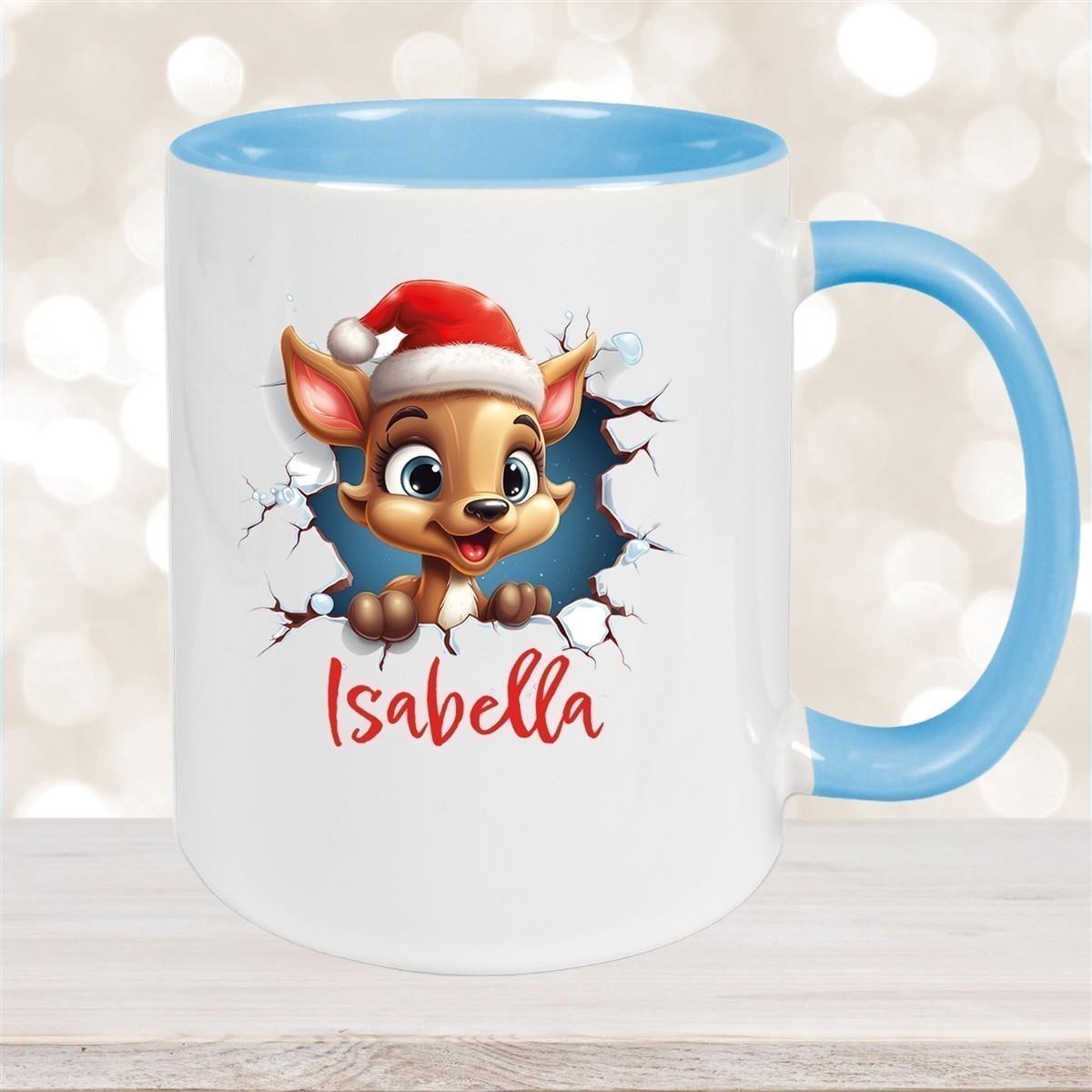 Tasse Wunschname Christmas Rentier 1 Keramik Kinderbecher versch. Farben