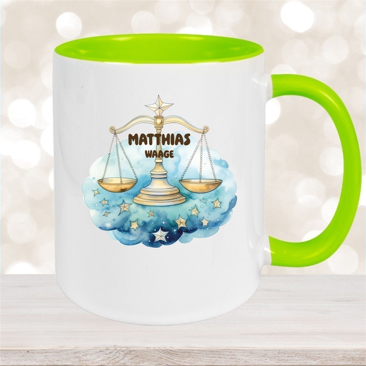 Tasse Sternzeichen Kinder Waage #1 Wunschname Keramik Kinderbecher personalisiert versch. Farben