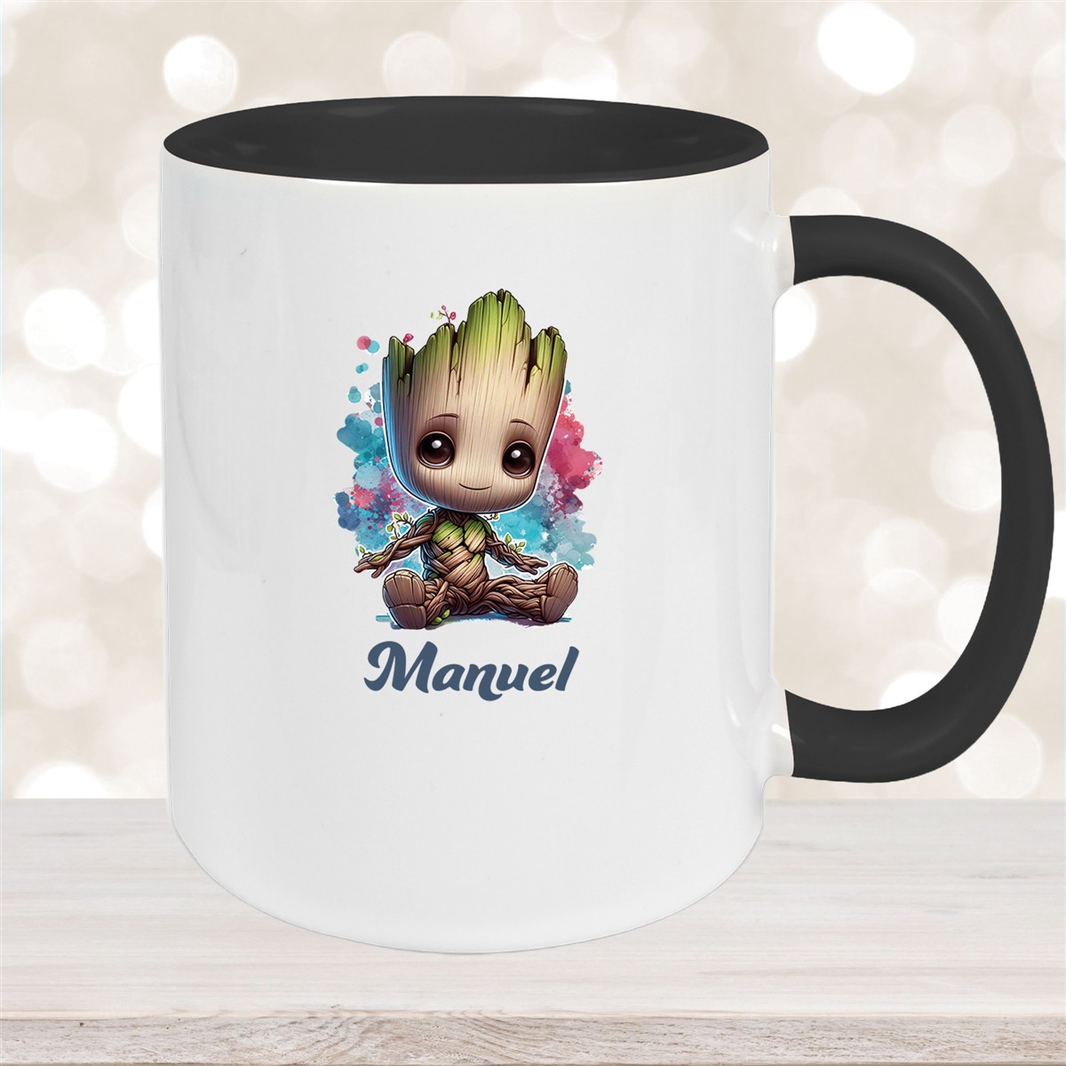 Tasse Baby-Groot #1 Wunschname Keramik Kinderbecher personalisiert Schwarz