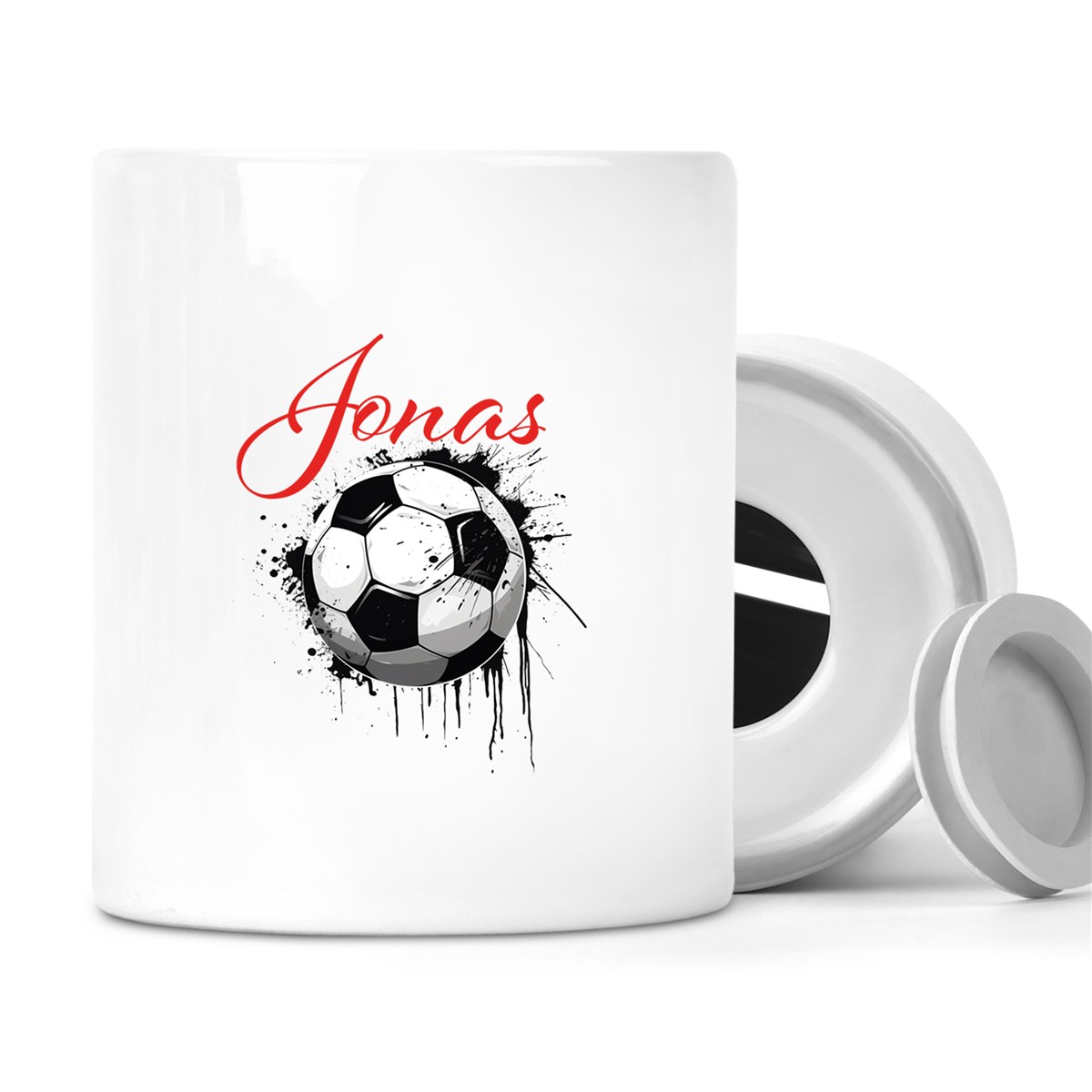 Spardose mit Wunschname Fußball # 19 personalisiert