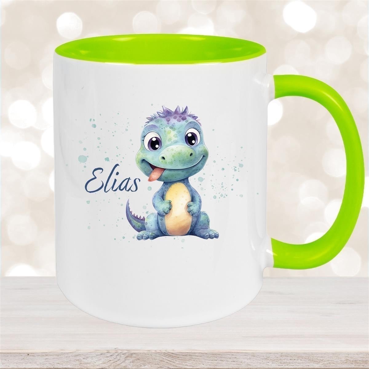Tasse Dino #13 Wunschname Keramik Kinderbecher Personalisiert versch. Farben