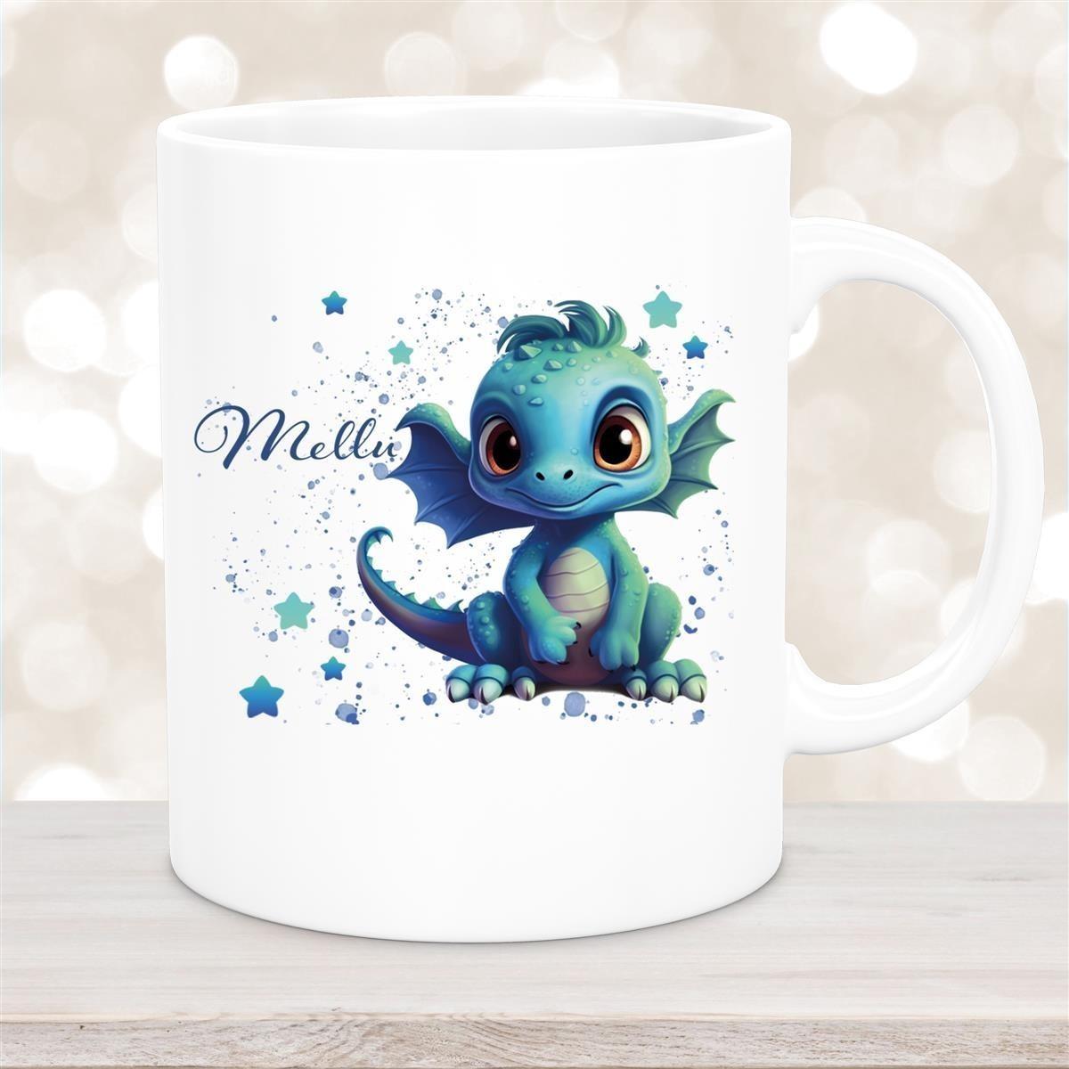 Tasse Wunschname Drache 2 Keramik Kinderbecher versch. Farben