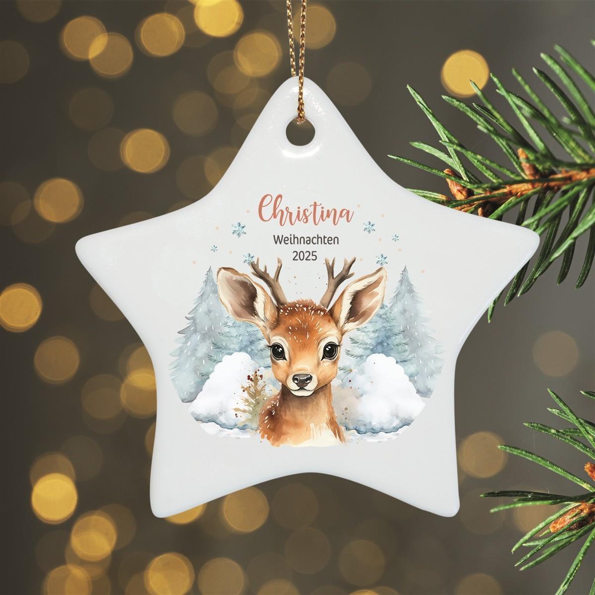 Weihnachtsanhänger personalisiert Rentier Kind 1 Name Motiv Anhänger Keramik, Weihnachtsschmuck, Weihnachtskugel, Christbaumschmuck versch. Formen