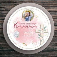 Tortenaufleger Kommunion Kreuz #2 Name & Datum (20cm)