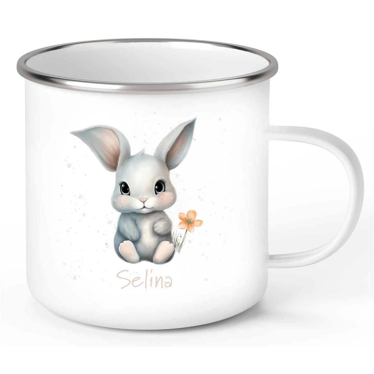 Tasse Ostern - Hase 2 mit Wunschnamen personalisiert Emaillie