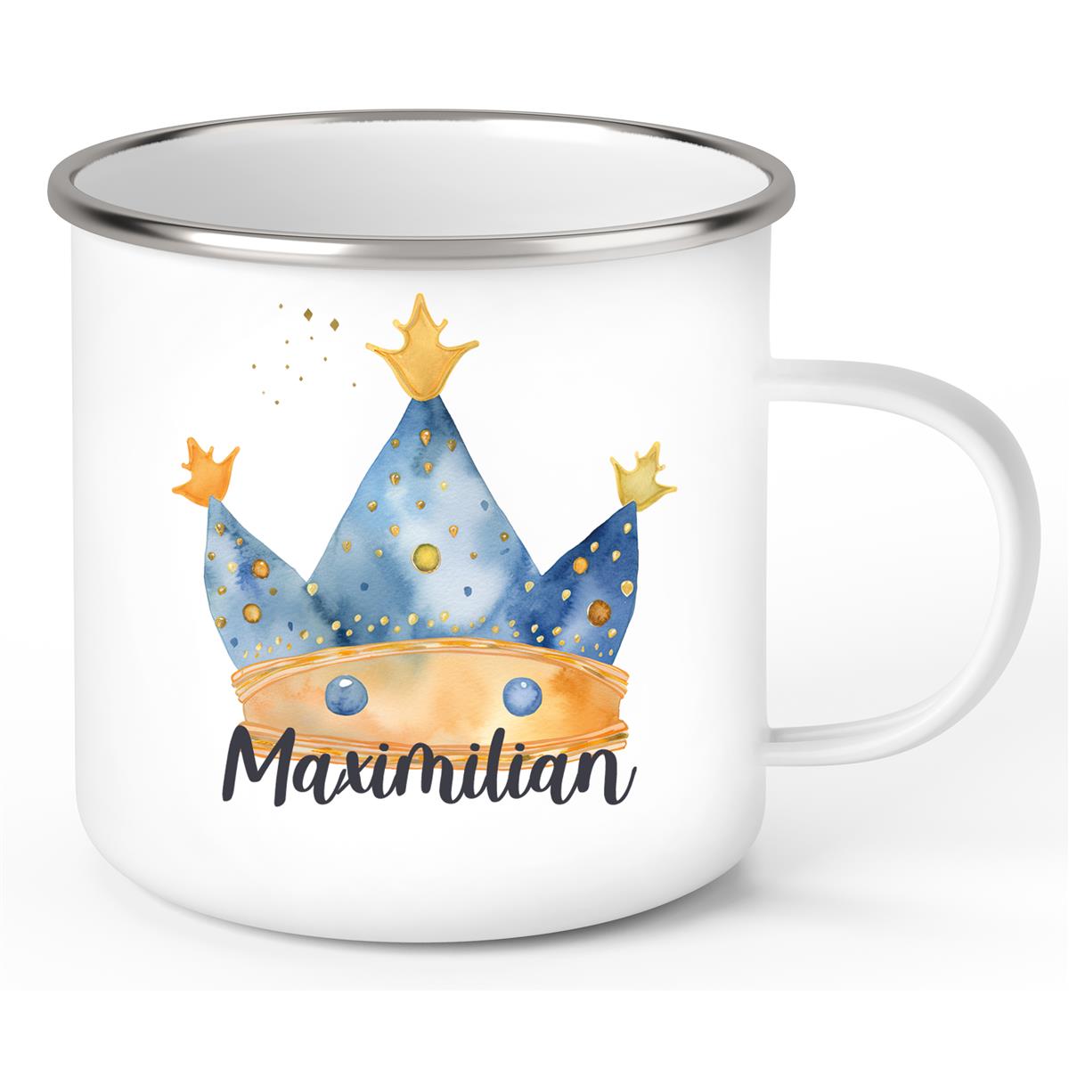 Tasse Prinz Krone 1 Wunschname Emaille Kinderbecher personalisiert
