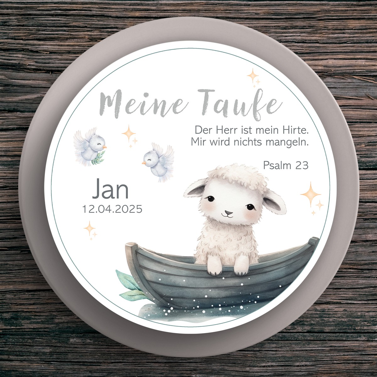 Tortenaufleger Taufe Schaf #1 Name & Datum (20cm) Tortenaufleger Taufe Schaf #1 Name & Datum (20cm)