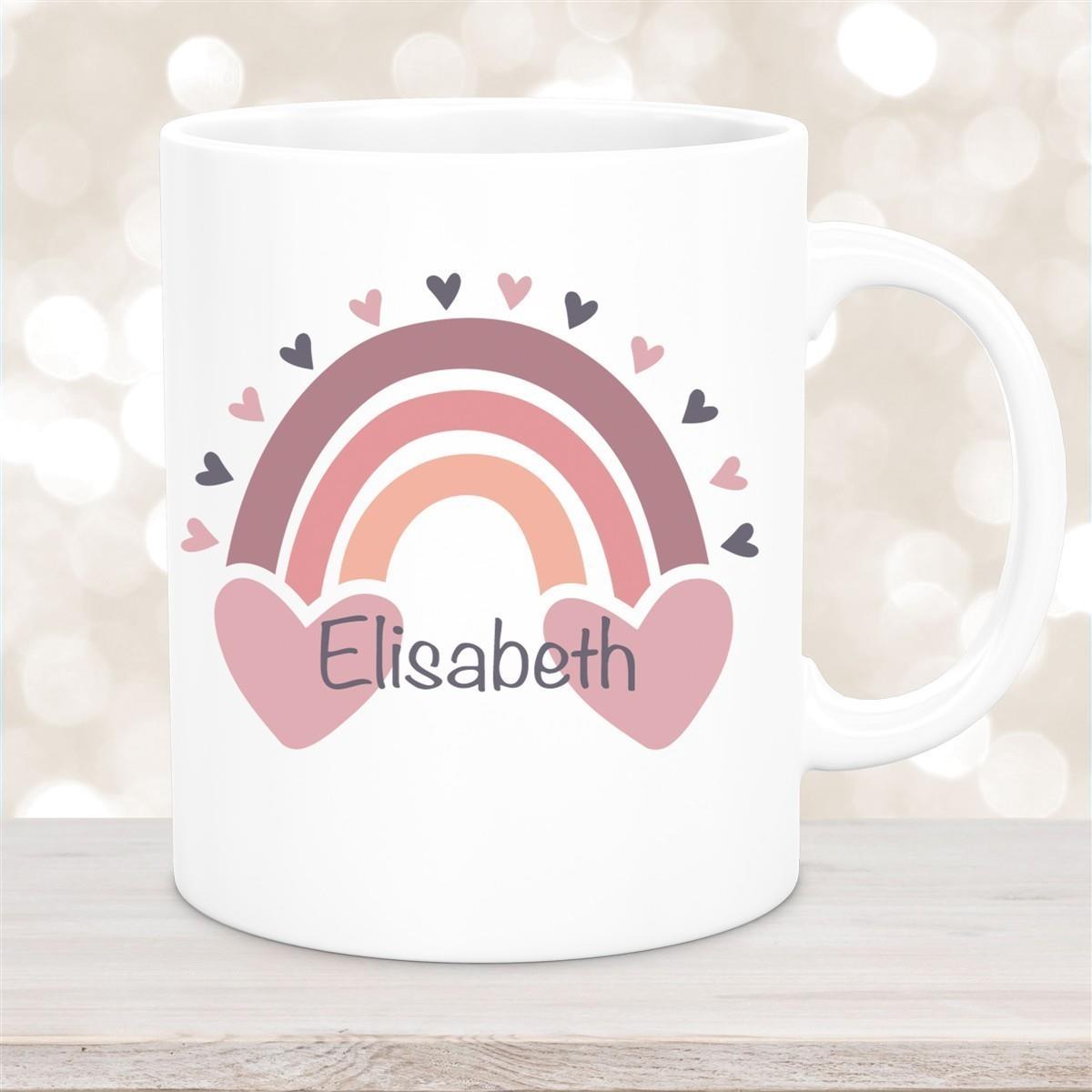 Tasse Wunschname Regenbogen 2 Keramik Kinderbecher versch. Farben