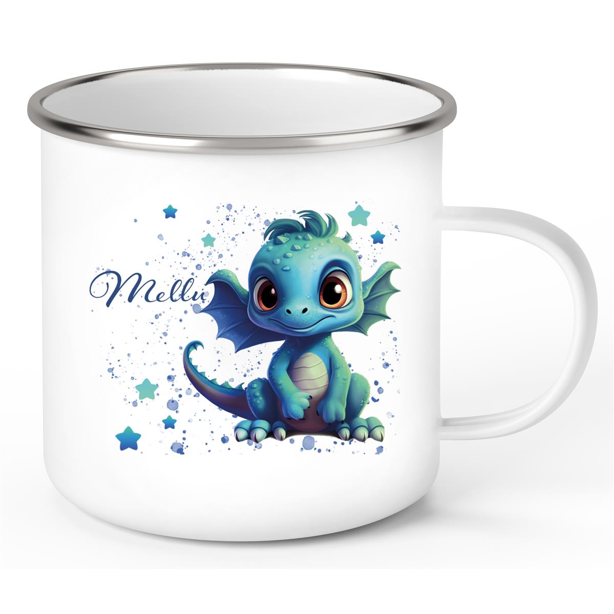 Tasse Wunschname Drache 2 Emaille Kinderbecher