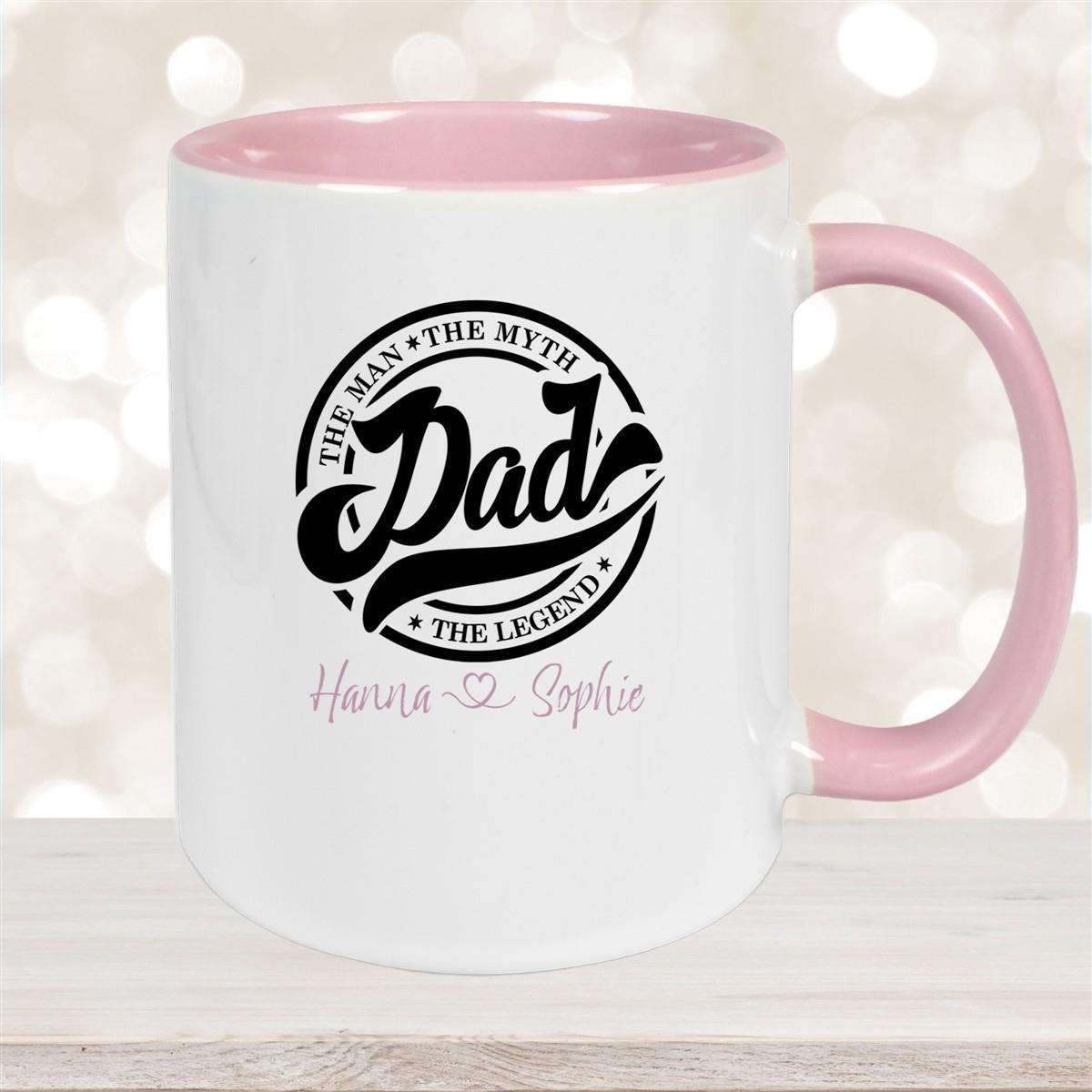 Tasse Vatertag 8 Papa, "The Legend" Wunschnamen Keramik Personalisiert versch. Farben