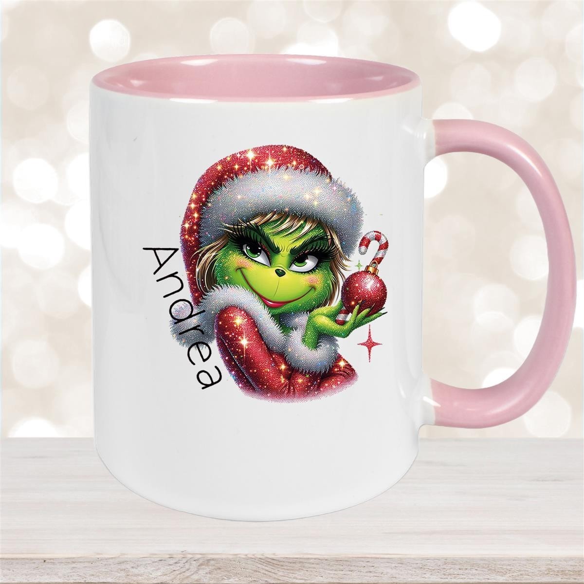 Tasse Wunschname Weihnachten Lady-Grinch #3 Keramik Kinderbecher versch. Farben
