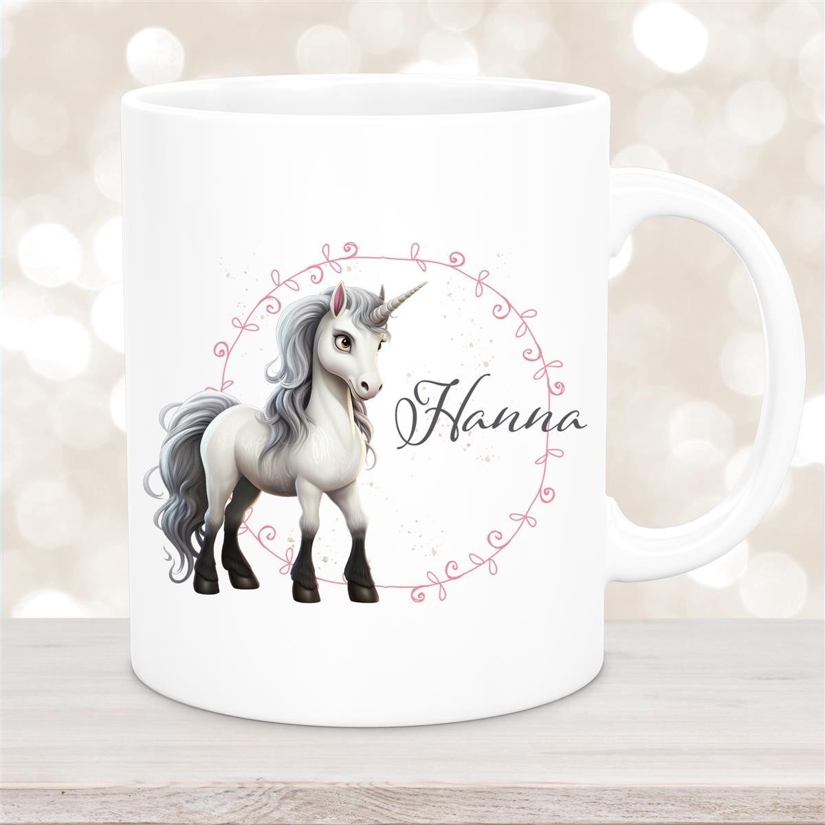 Tasse Einhorn #6 Wunschname Keramik Kinderbecher personalisiert Weiß