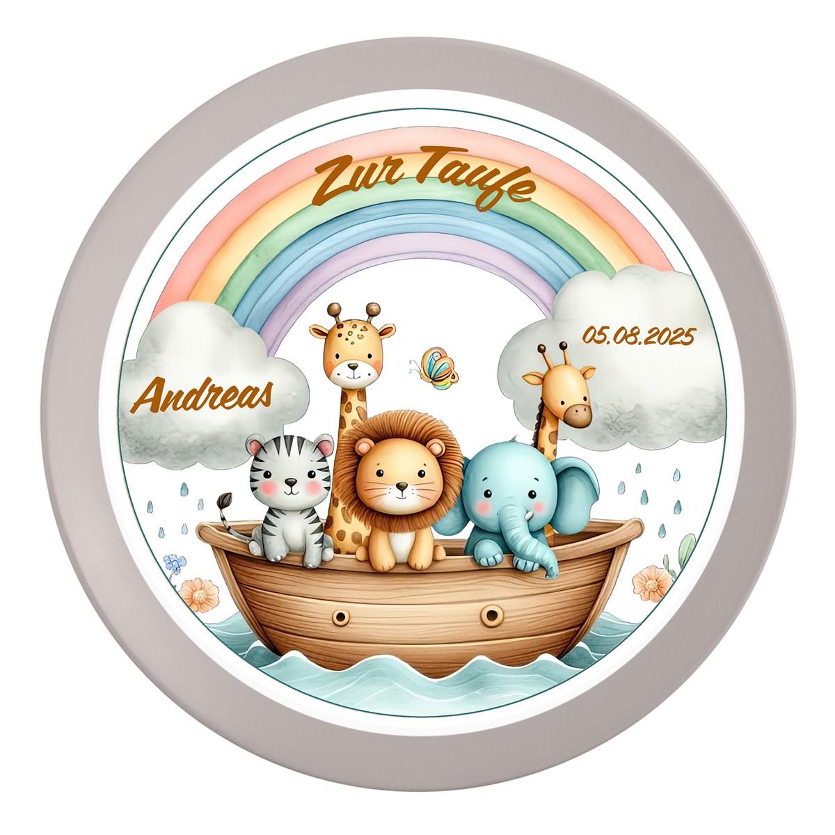 Tortenaufleger Taufe Arche-Noah 3 Name & Datum (20cm)