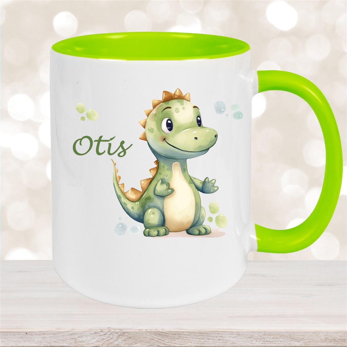 Tasse Wunschname Dino # 1 Keramik Kinderbecher Grün