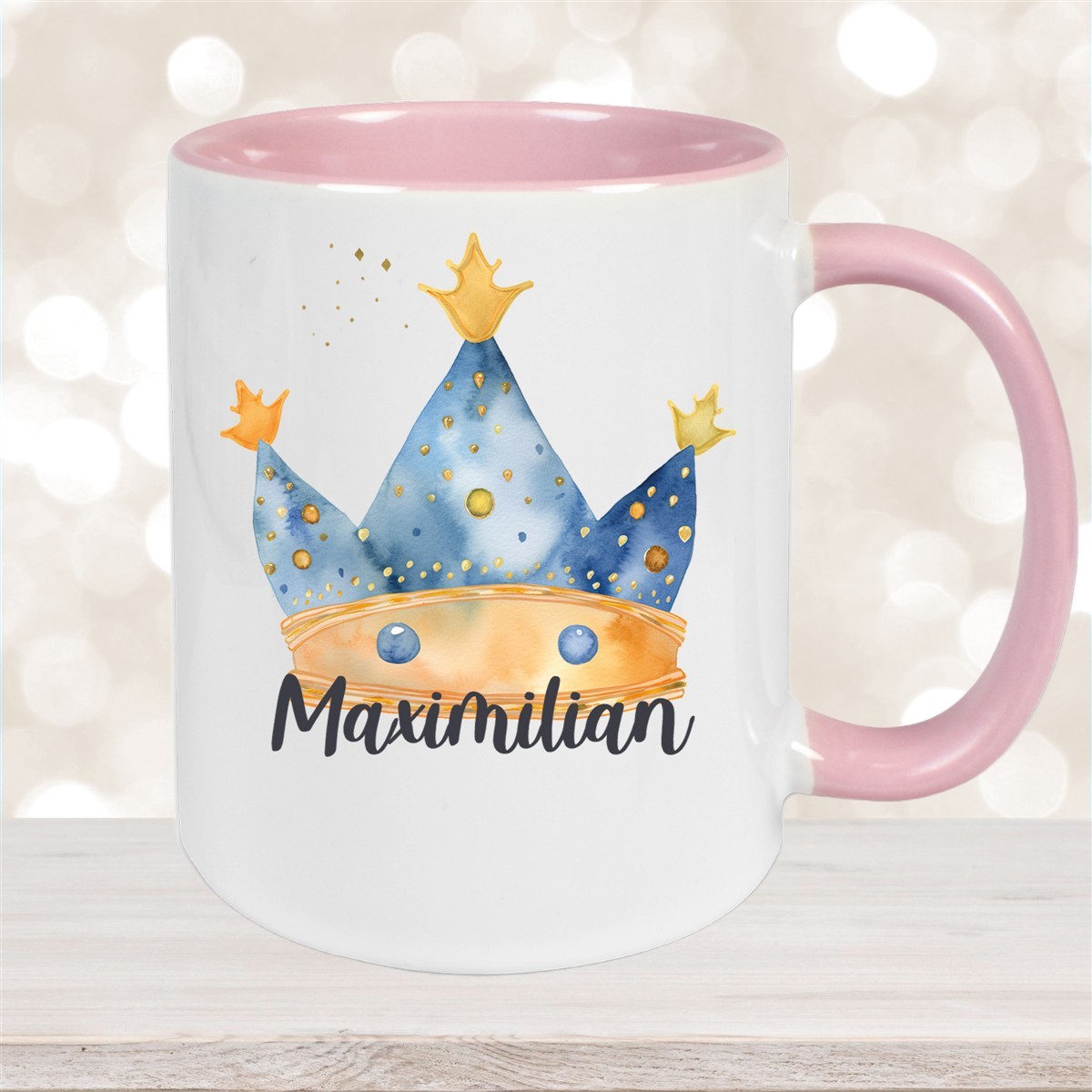 Tasse Prinz Krone #1 Wunschname Keramik Kinderbecher personalisiert Altrosa