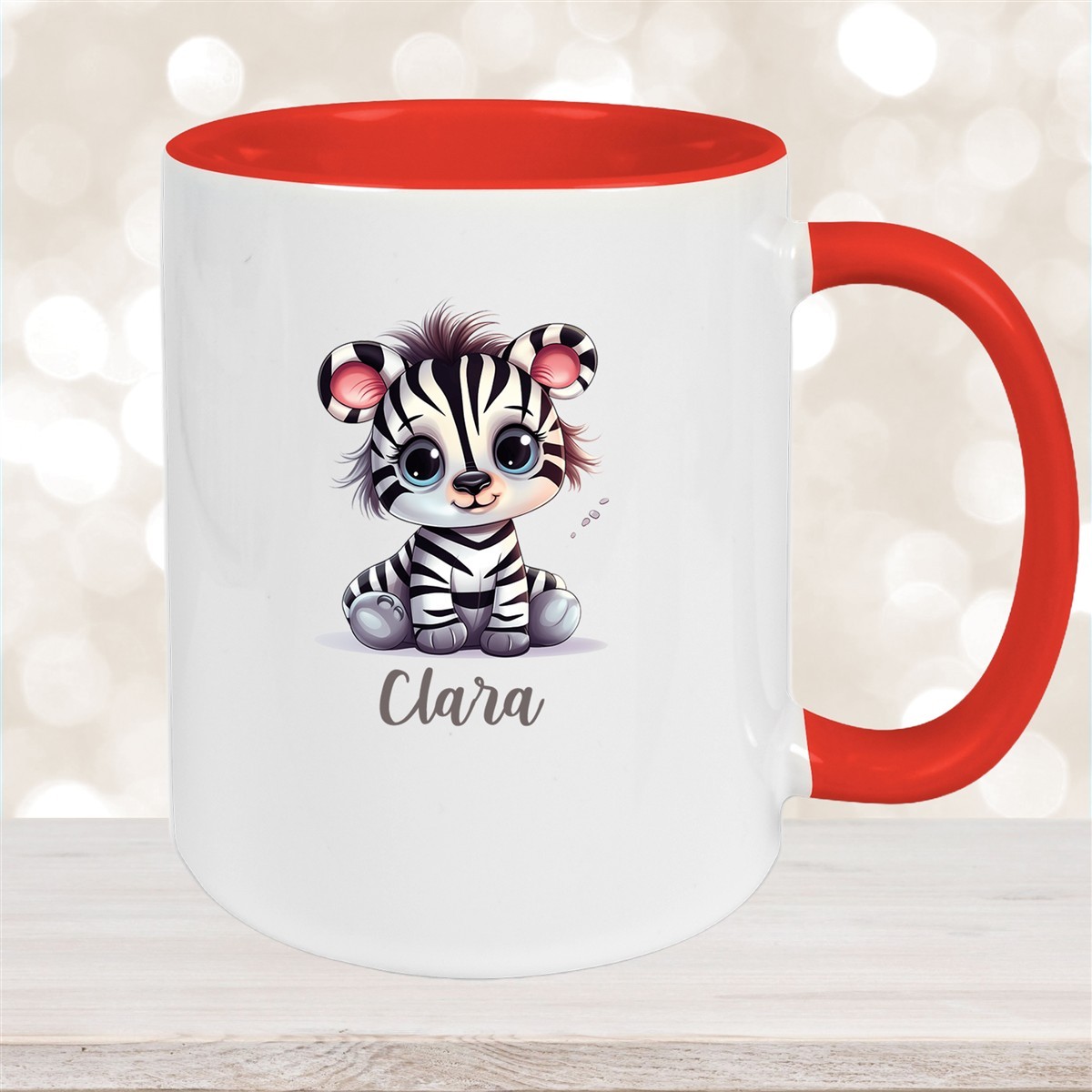 Tasse Wunschname Zebra #2 Keramik Kinderbecher versch. Farben