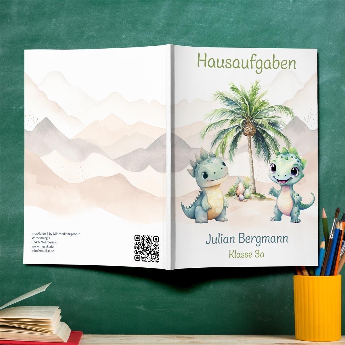 Hausaufgabenheft Dino 1 DIN A5 - 48 Blatt mit Name und Klasse