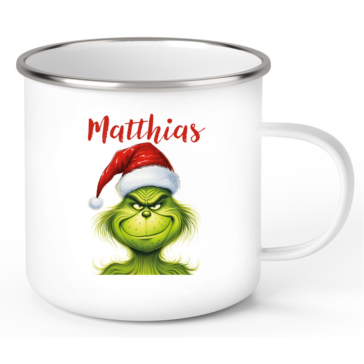 Tasse Wunschname Weihnachten Grinch #3 Emaille Kinderbecher