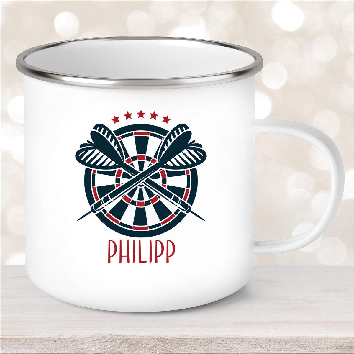 Tasse Dart #1 Wunschname Emaille Kinderbecher personalisiert