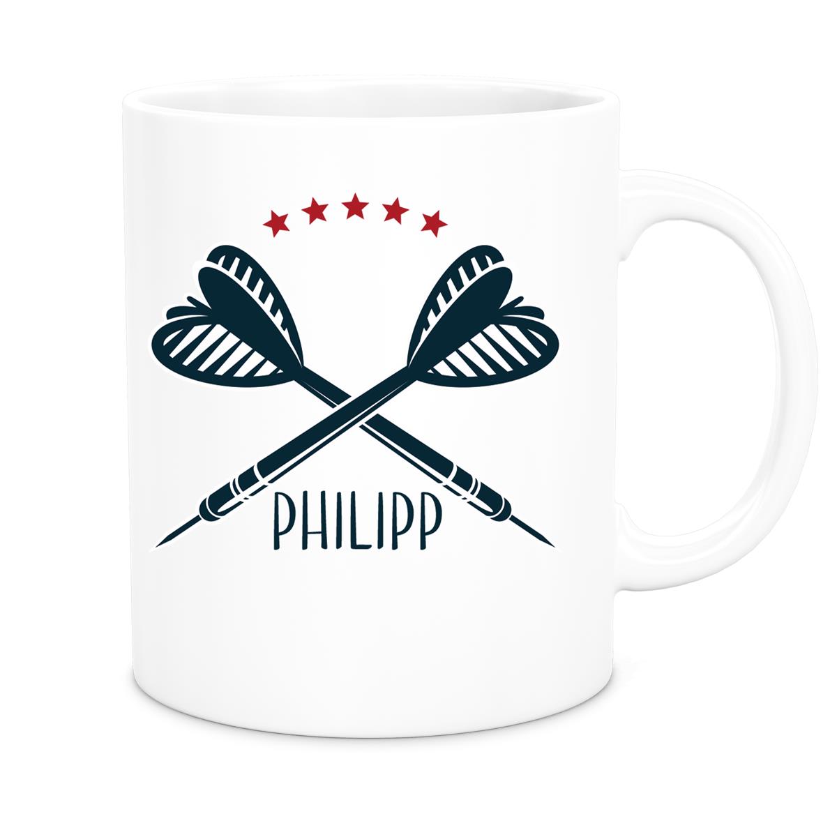 Tasse Dart 3 Wunschname Keramik Kinderbecher personalisiert versch. Farben