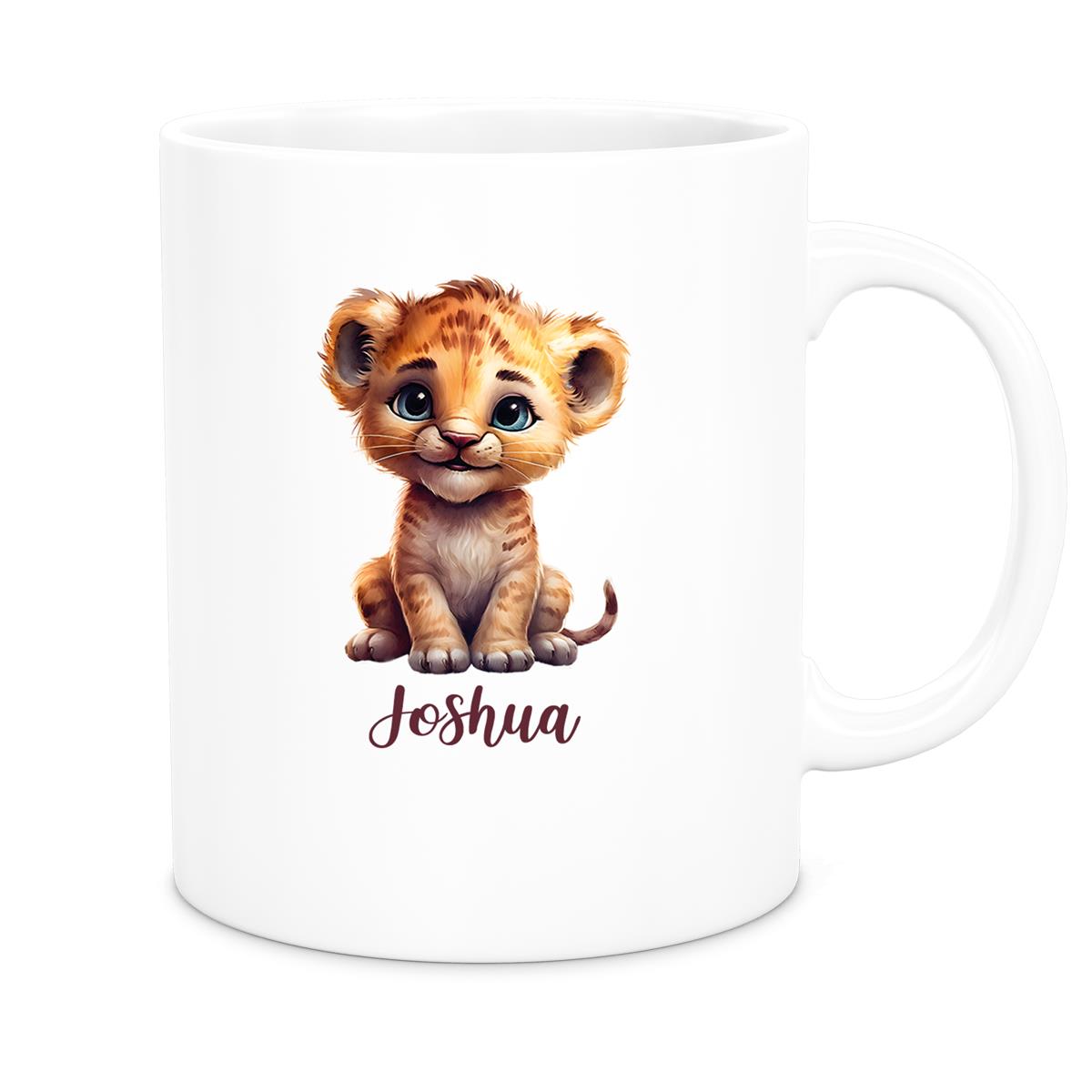 Tasse Wunschname Löwe 2 Keramik Kinderbecher versch. Farben