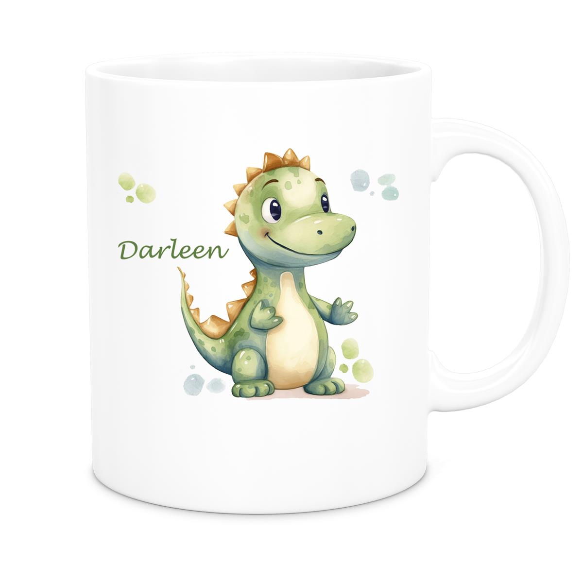 Tasse Wunschname Dino 1 Keramik Kinderbecher versch. Farben