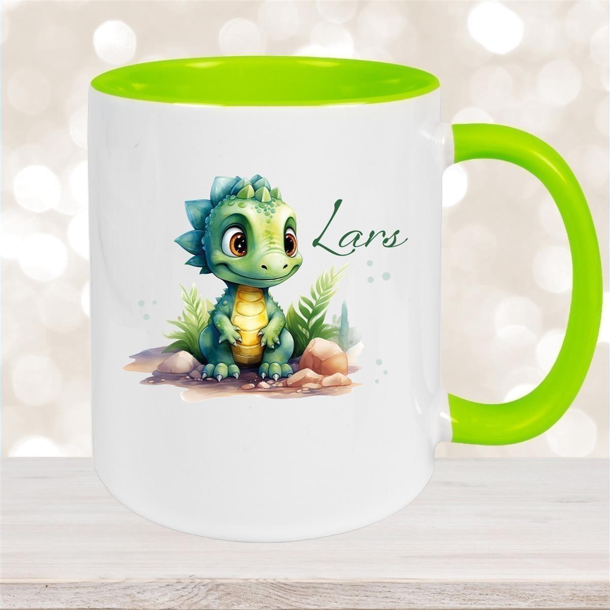 Tasse Dino 17 Wunschname Keramik Kinderbecher Personalisiert versch. Farben