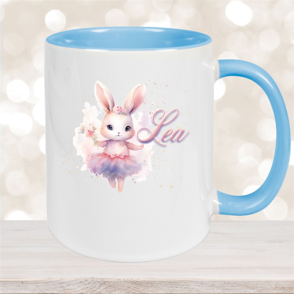 Tasse Ballerina #4 Wunschname Keramik Kinderbecher personalisiert Hellblau