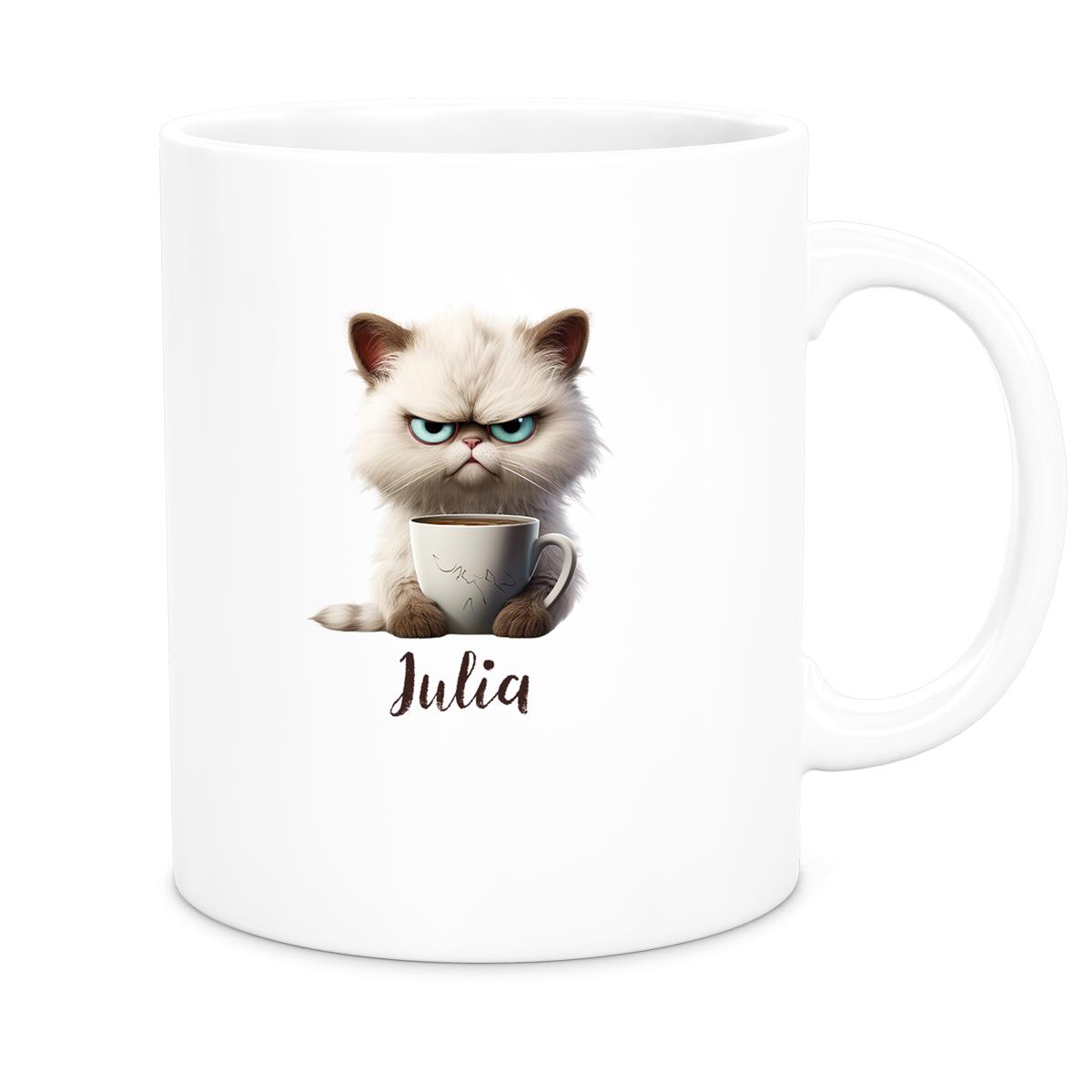 Tasse Katze Grumpy 2 Wunschname Keramik Kinderbecher personalisiert versch. Farben