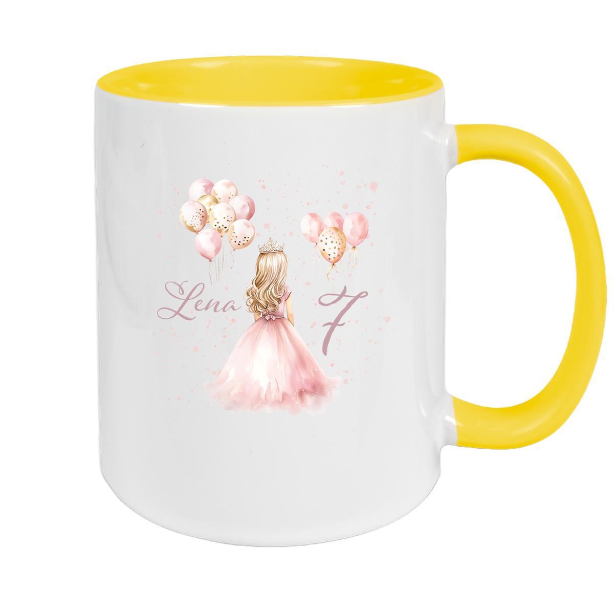 Tasse Geburtstag Prinzessin 2 Wunschname Keramik Kinderbecher Personalisiert versch. Farben
